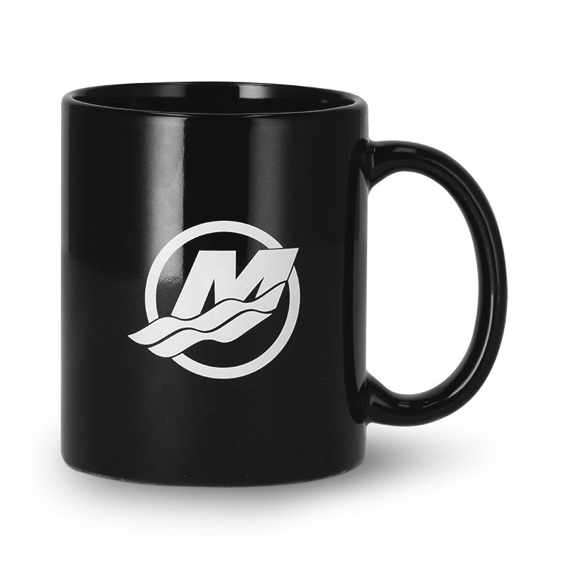 Tazza in ceramica nera con logo Mercury sul davant